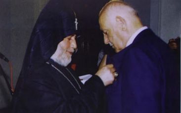 His Holiness Karekin II Awards "St. Gregory the Illuminator" Medal to Mr. and Mrs. Haroutiun Arslanian