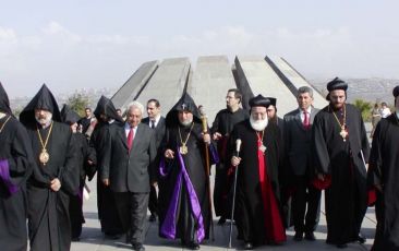 His Holiness Karekin II and His Holiness Zakka I Iwas Visit the Armenian Genocide Memorial and Museum