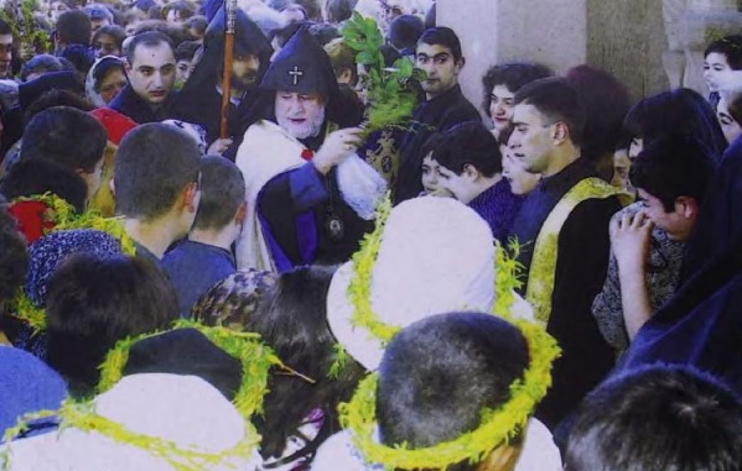 His Holiness Karekin II Blesses Children on Palm Sunday