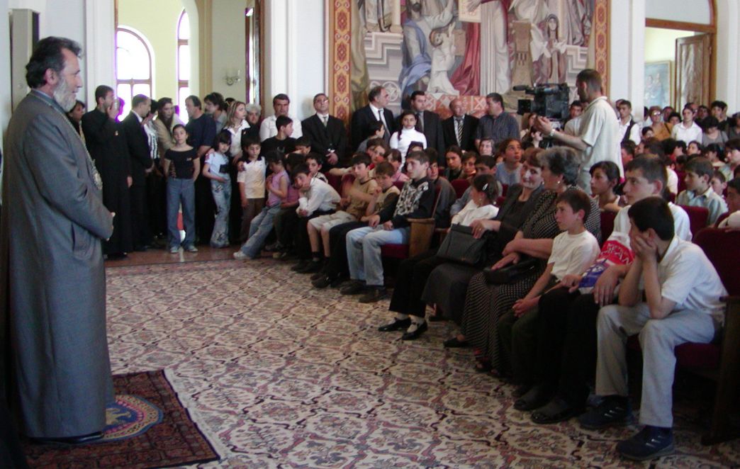 His Holiness Karekin II Blesses Children from Spitak