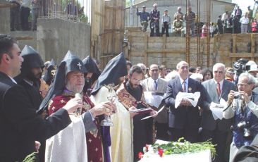 His Holiness Karekin II Blesses Foundation of the Diocesan Cathedral in Vanadzor