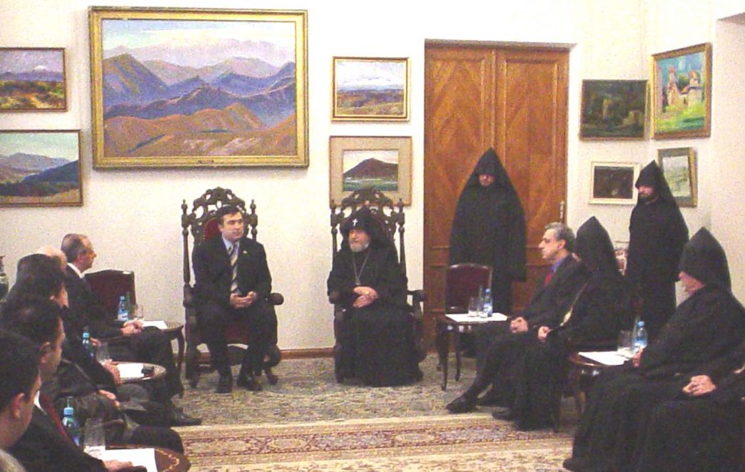 His Holiness Karekin II Receives Mikael Saakashvili, President of the Republic of Georgia