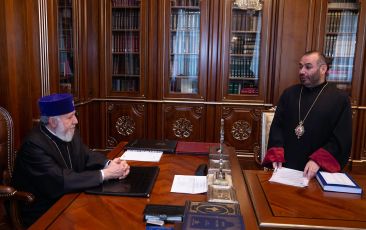 The Primate of Masyatsotn Diocese handed over the certificate of scientific title of doctor to the Catholicos of All Armenians