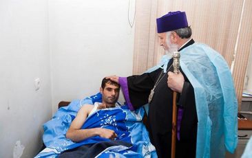 Catholicos of All Armenia and Catholicos of the Great House of Cilicia Visit Military Hospital in Stepanakert