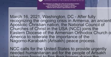 ԱՄՆ Քրիստոնեական Եկեղեցիների Ազգային Խորհրդի կոչը հայ գերիների ազատման հարցով