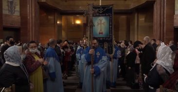 Feast of Exaltation of Holy Cross in the Holy Transfiguration Mother Cathedral of Moscow