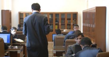 Students from the Gevorkian Seminary at the Vache and Tamar Manoukian Library