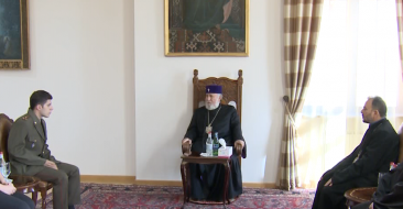 Catholicos of All Armenians Receives Senior Lieutenant Sarkis Gabrielian