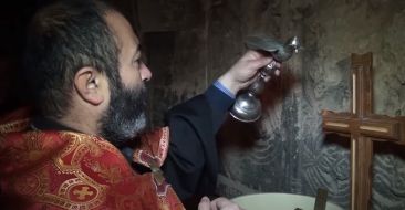 Water-blessing service in the St. Nshan church of the Horomayr Monastery