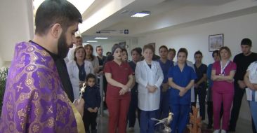 Home-blessing service in the Izmirlian Medical Center