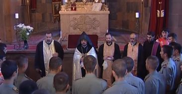 Baptism in St. Gevorg  Zoravar Church, Noragavit District, RA